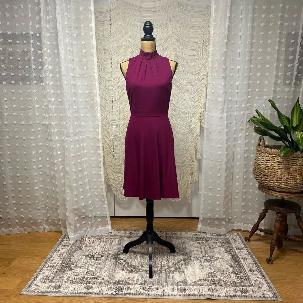 Antonio Melani Magenta High Neck Fit & Flare Dress – Size 4